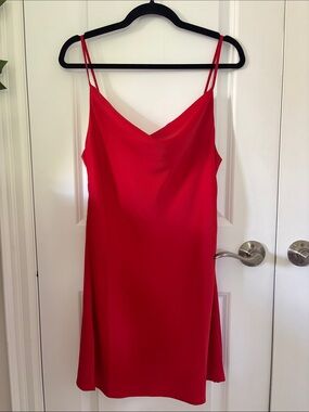 Urban Outfitters Red Cowl Slip Mini Dress